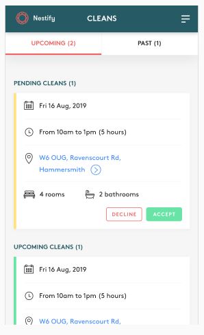 Nestify cleaning app built with React
