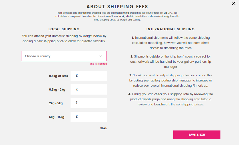 Setting local shipping rates in the seller dashboard