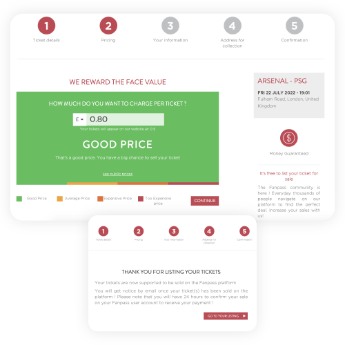 FanPass Recommended Price feature for ticket resellers
