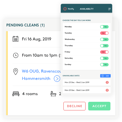 Nestify cleaner app - shift allocation