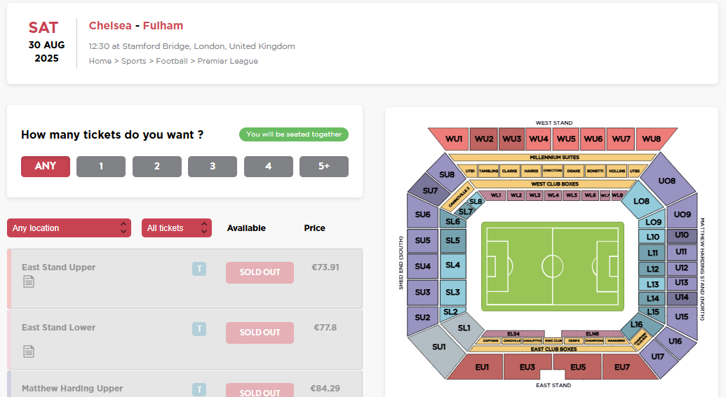 Interactive real-time seat map features helped attract and convert buyers on the FanPass platform.