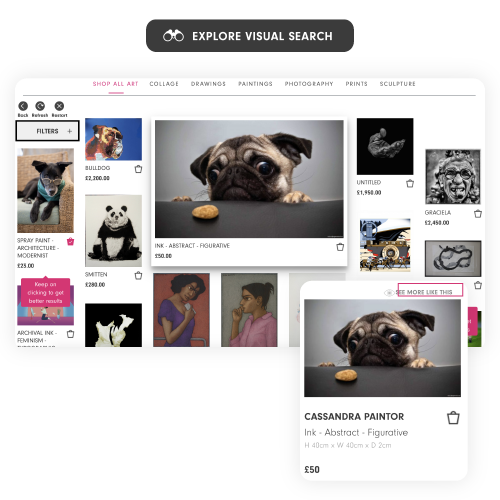 AI-powered image search on the Affordable art Fair platform.